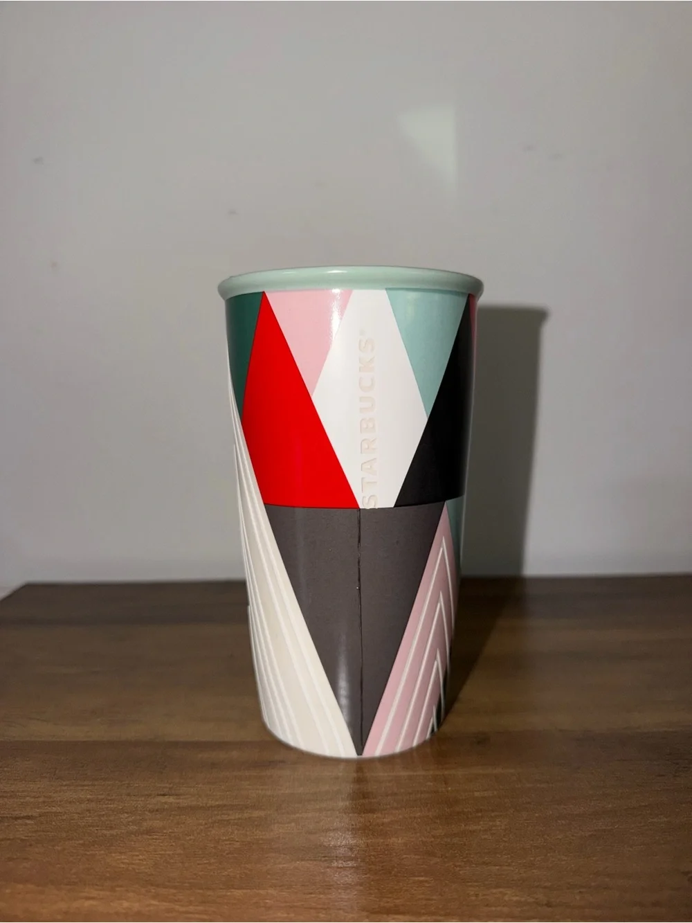 Starbucks Mint, Red, Black, Gray & Pink Geometric Reusable Tumbler